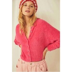 Free People One Allegra Cardi Hot Pink